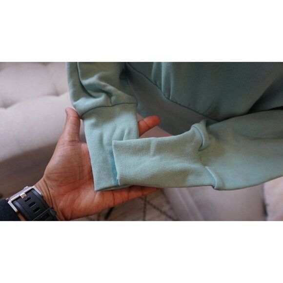 Old Navy Turquoise “Good Vibes” Loose Crew-Neck Cropped Sweatshirt - XS | NWT - Picture 8 of 15